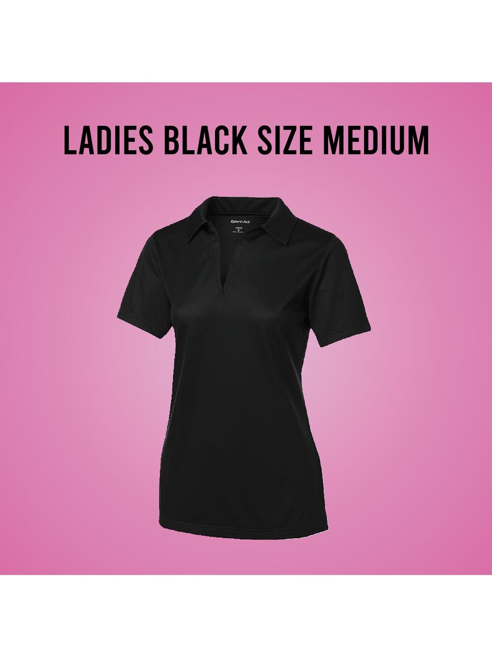 Ladies Black Sport-Tek Sport-Wick Active Polo Shirt Top Size Medium